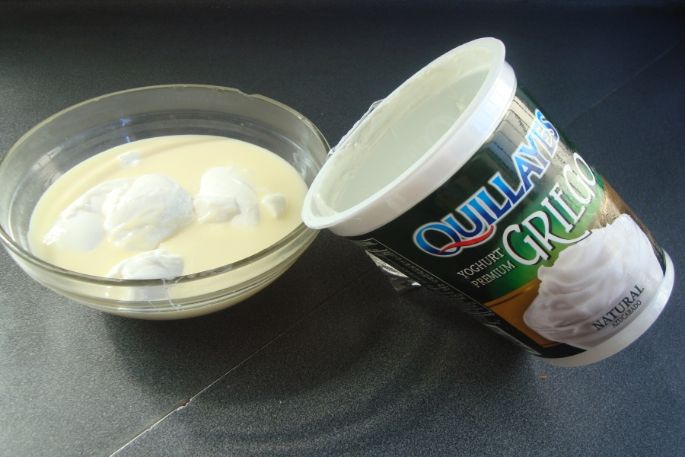  Tarta de Yoghurt Griego Natural Azucarado y leche condensada ¡en masa de avena! 